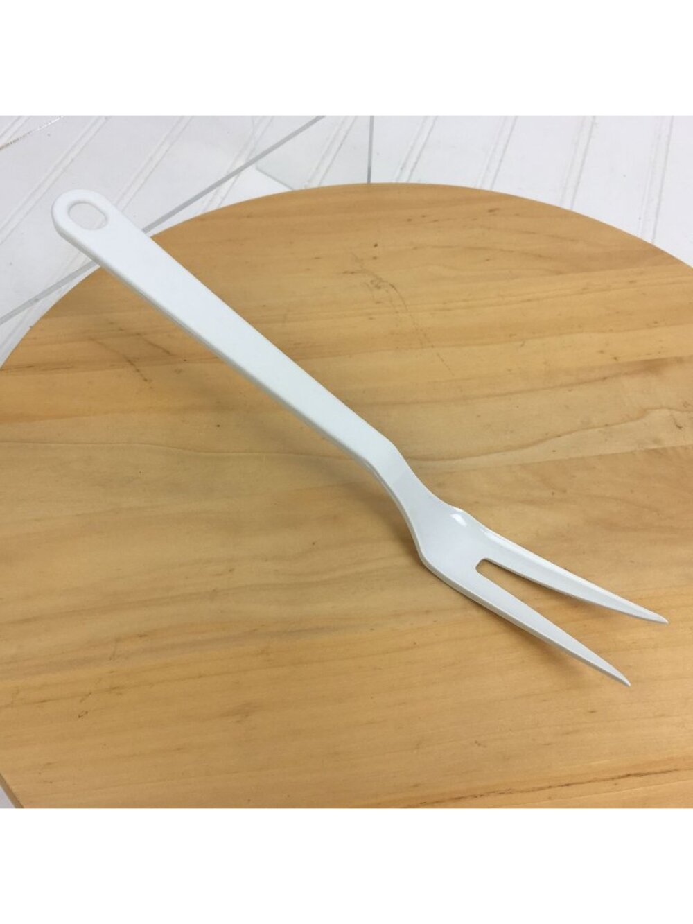 Vintage Tailor Made Products White Meat Fork Made USA Plastic Nylon